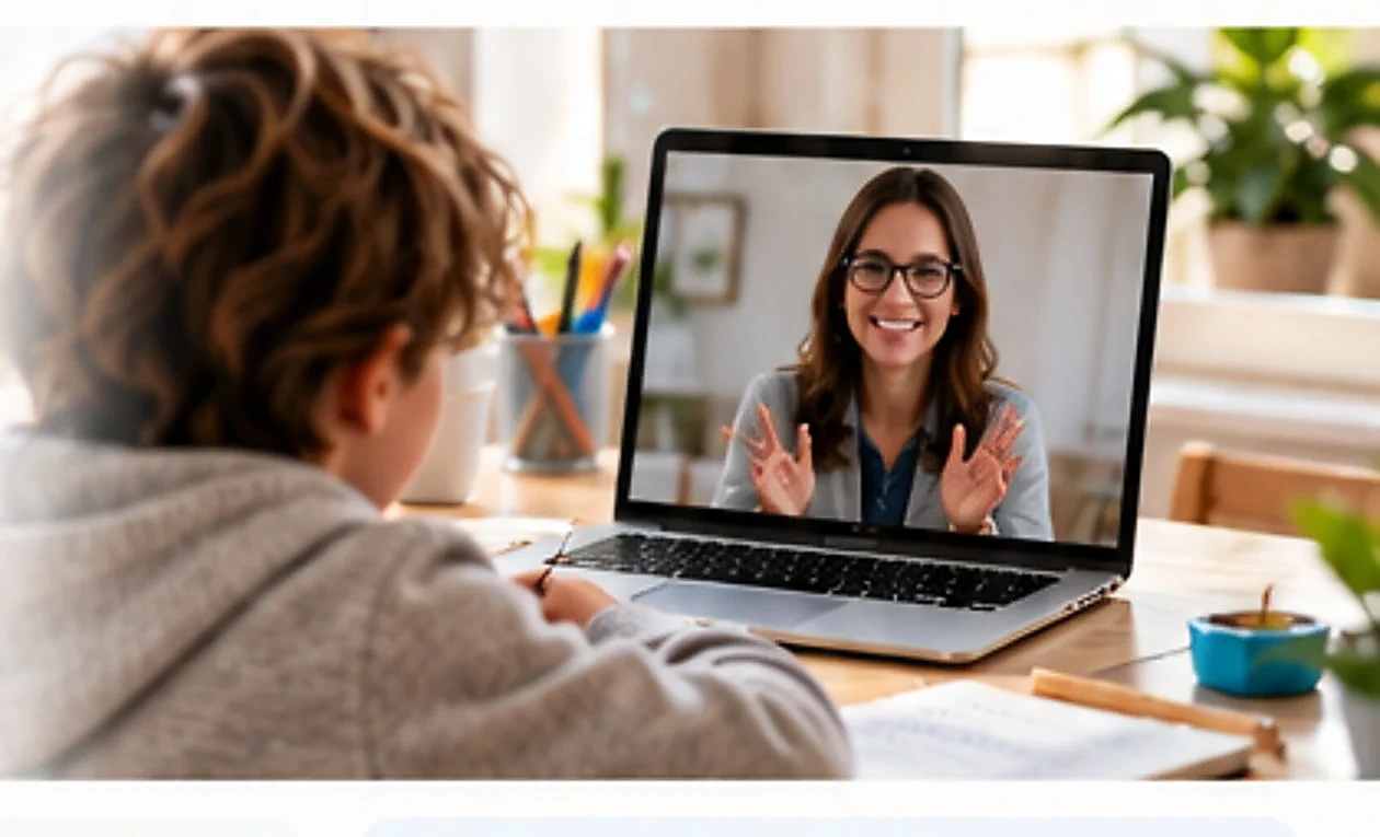 Videochiamata durante un colloquio educativo online da casa
